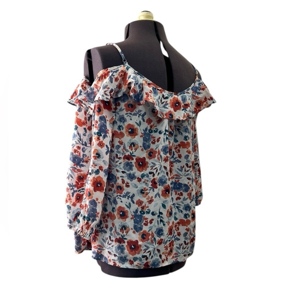 Joie Birtha 100% Silk Floral Cold Shoulder Blouse Top Size XS - Picture 5 of 8